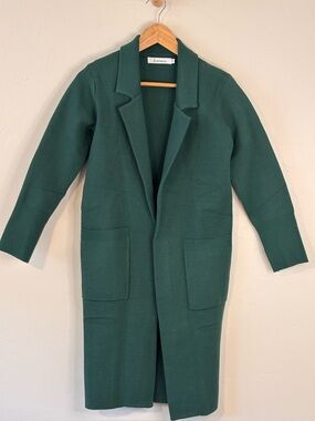 ANRABESS Long Cardigan Open Front Green Sweater Women’s Size XS